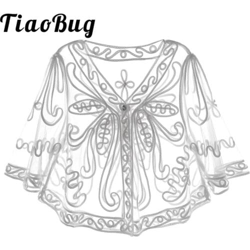 Fashion Women Female Half Sleeves V Neck Sheer Floral Lace Embroidery Shrug Fashion Wedding Cover Up Open Front Cardigan Wraps