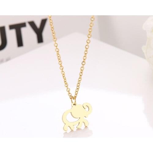 DOTIFI Stainless Steel Necklace For Women Elephant Choker Chain Pendant Gold Necklaces Engagement 2019 Jewelry