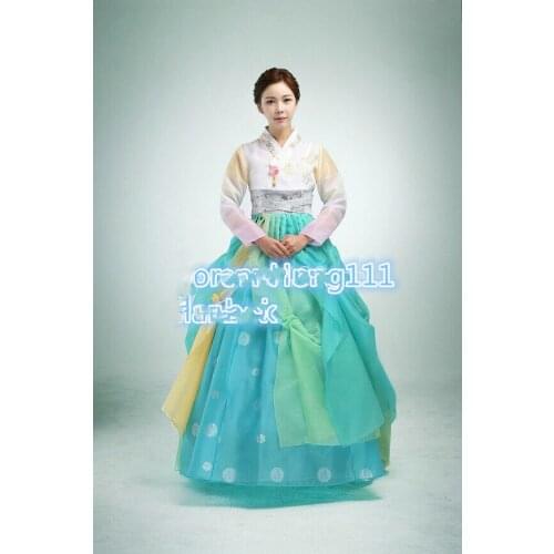 Women Hanbok Dress Custom Made Korean Bride Modern High Waist Modern Hanbok