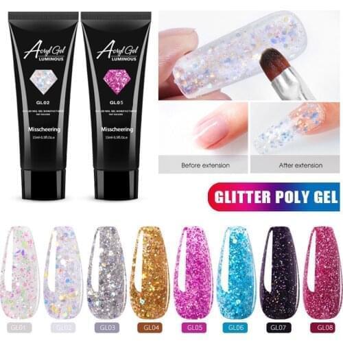1Pcs Glitter Acrylic Nail Gel Kit 15ml Quick Building Set Poligel Nail Gel Nail Polish For Nail Extensions Acrylic Gel Polish Na