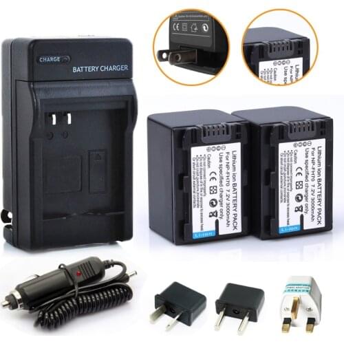 2* 3000mAh NP-FH70 FH70 Li-ion Batteries + 1* Charger for Sony FH100 FH50 FH30 SR10E free shipping