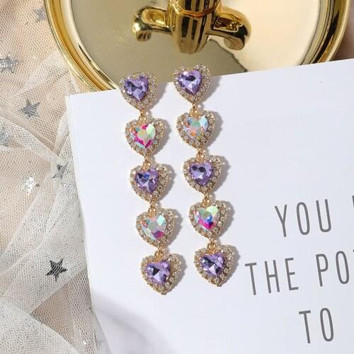 2021 Wholesale Sweet Colorful Love Earrings Colorful Peach Heart Female Earrings Korean Fashion Jewelry for Women