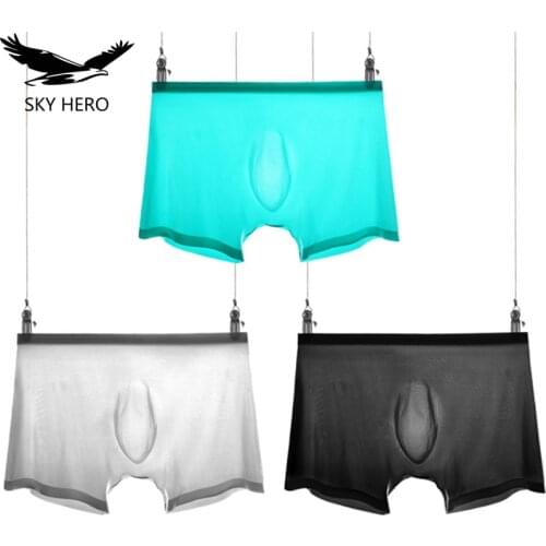 3pcs/lot mens ice silk underwear boxer homme sexy transparent mens boxers underware calzoncillos underpants boxershorts for man