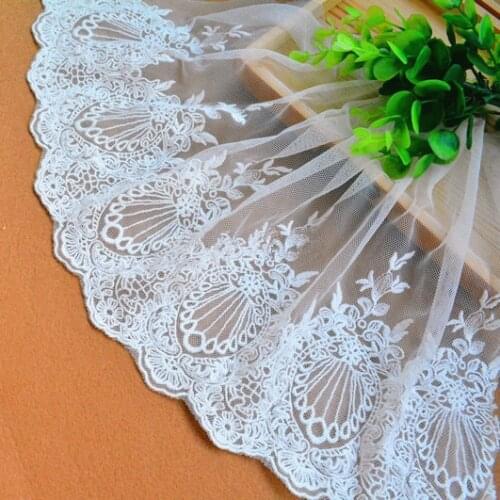 3 Yards / Pack 100% Cotton Mesh Embroidered Lace Trim Off White Soft Lace Fabric Width 23cm RS180