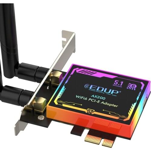 3000Mbps PIC-E Wireless WiFi Adapter Network Card Dual Band 2.4G/5Ghz Intel AX200 Bluetooth 5.1 2*6dbi Antennas For PC Win 10