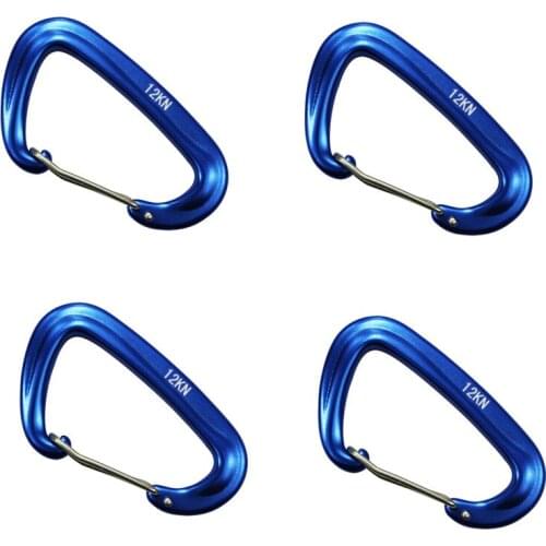 4Pcs/pack 12KN Professional Carabiner Climbing Key Hooks High Quality D Shape Aluminum Security Master Lock Outdoor Ascend Tool