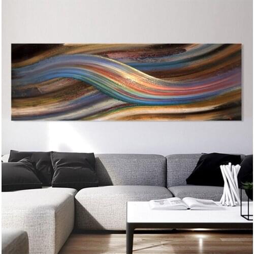 Abstract Rainbow Oil Painting on Canvas Posters and Prints Wall Art Painting Abstract Ribbon Picture for Living Room Deco