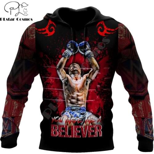 Believer Muaythai Kickboxing 3D Printed Autumn Men Hoodies Unisex Casual Pullover Zip Hoodie Streetwear sudadera hombre DW0569