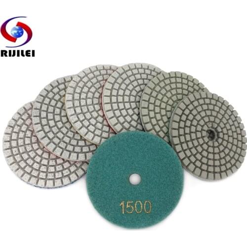 RIJILEI 7PCS/Set 3Inch White Diamond Polishing Pads 80mm Wet Flexible Polishing Pad for Stone Concrete Floor Abrasive Pad HC17