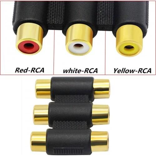 White/Red/Yellow 3 x RCA Female to Female Component Video Coupler Joiner Adaptor F-F GOLD