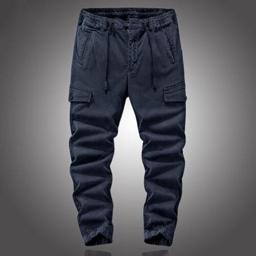 Side Pockets Cargo Pants Men Hip Hop Streetwear Joggers Harem Casual Pants Slim Multi-Pocket Sweatpants Drawstring Male Trousers