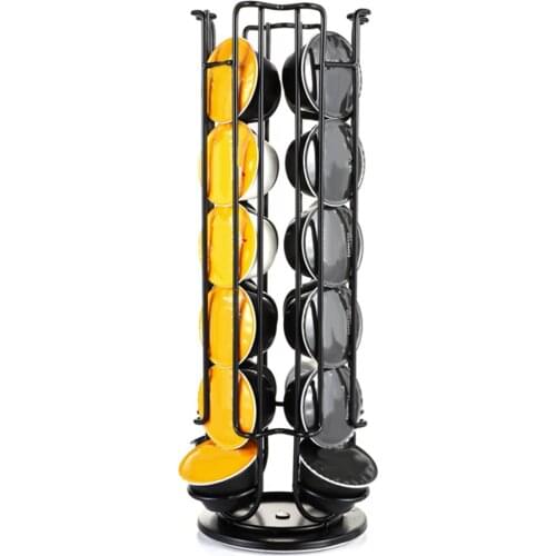 Black 24 Coffee Capsules Pod Holder Storage Stand Kitchen Organizer Metal Shelf Dispaly Rack