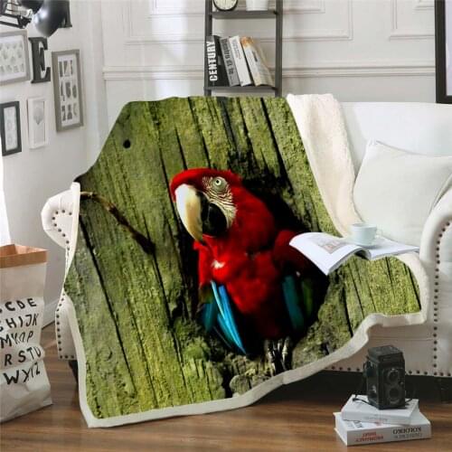 Plstar Cosmos colorful Parrot brid Blanket 3D print Sherpa Blanket on Bed Kids Girl Flower Home Textiles Dreamlike style-2