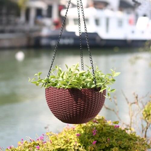 Flower Pot Hanging Basket Hang Plant Outdoor Countyard Garden Plant Home Lazy From Water Absorption Hydroponics Hanging Basin