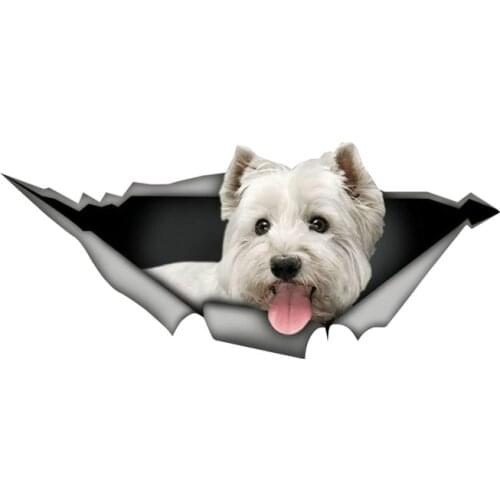 Dawasaru West Highland White Terrier Car Sticker 3D Pet Graphic Vinyl Decal Car Window Laptop Bumper Car Stickers,13cm*5cm