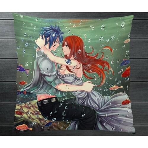 Fairy Tail Jellal Fernandes Erza Scarlet Sexy Fanart Two Side Pillowcase Pillow Case Cover Cosplay Manga Gift BED/SOFA/CAR Decor