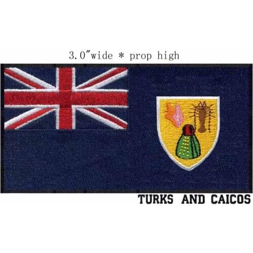 Turks and Caicos Islands Flag 3"wide embroidery patch for roupa de unicornio/embroidery craft/bordado para roupa