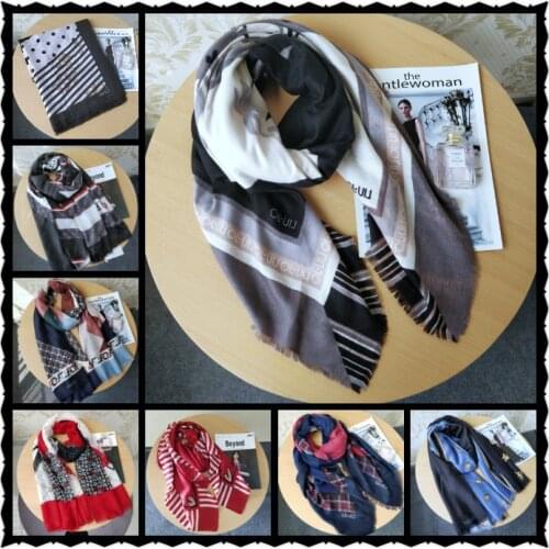 Italian fashion popular logo Liu lady scarf printed letter scarf shawl sunblock thickened retro women neckpiece designer