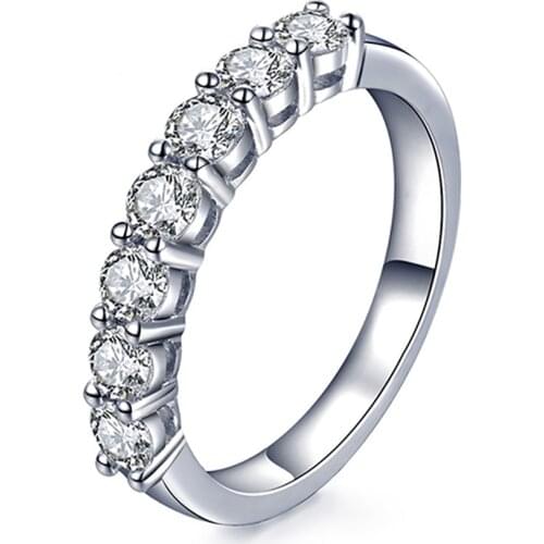 10K Au417 Gold Women Ring 7 Piece 0.1 Carat Moissanite Diamonds Round Classic Party Engagement Anniversary Ring Trendy Present