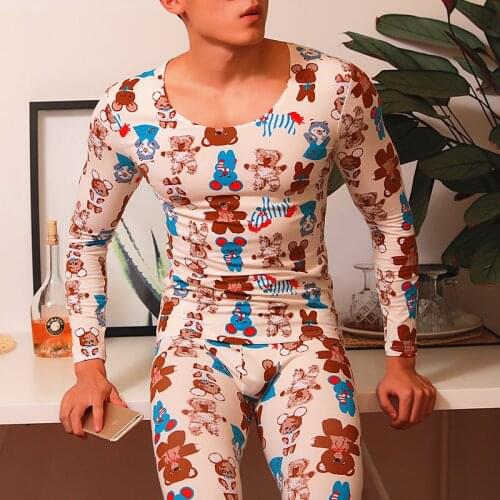 Set Men Thermal Underwear Winter Long John Clothes Man Thermal Pants Warm Tight Leggings Penis Pouch Ropa Termica Hombre