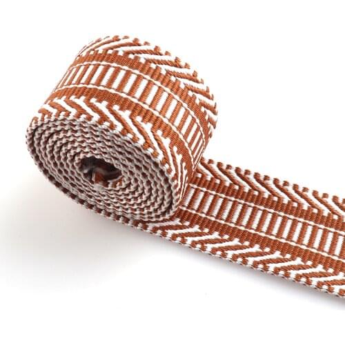 Brown Stripe Webbing Fabric Webbing Belt Strap Canvas Webbing Bag strap Dog Collar Leash 38mm Webbing by the yards