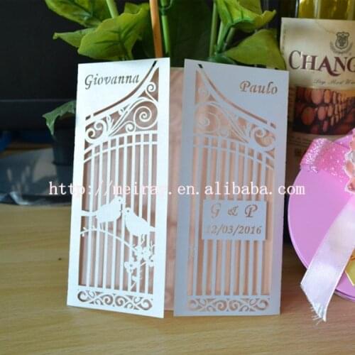 Laser cut love birds wedding favors,wedding card invitation bird