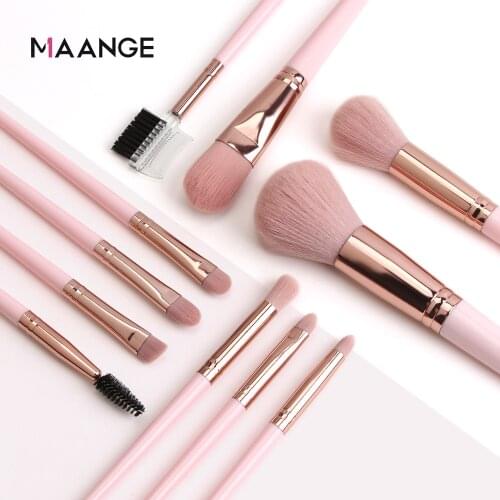 MAANGE 11 Pcs Makeup Brushes Set with Bag Foundation Powder Blush Eyeshadow Concealer Eye Make Up Brush With Case Cosmetic Tools