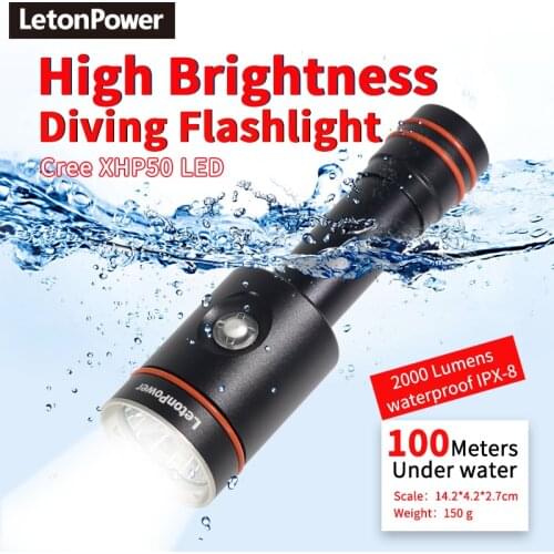 Powerful LED Diving Flashlight CREE P50 Waterproof Underwater 50M Dive Lamp Torch 18650 Tactical Diving Flash light