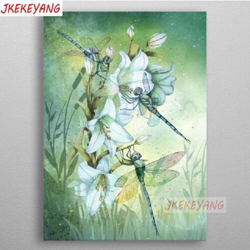 Wall Art Pictures 5D Diy diamond painting Dragonfly and flower Diamond Mosaic sale Rhinestone Embroidery cross stitch Y3447