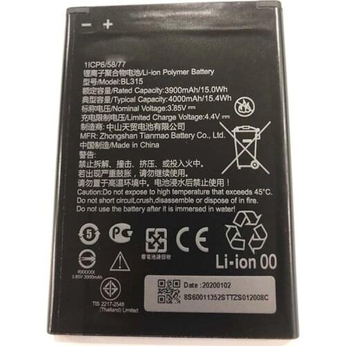New Original High Quality Real 4000mAh BL315 Battery For Lenovo A7 L19111 battery