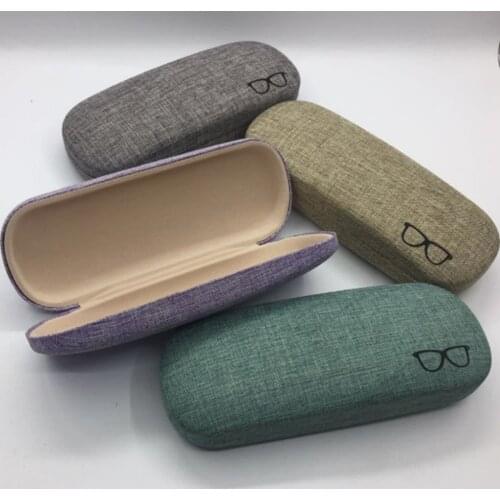 Portable Sunglasses Box Case Men Women Kids Eye Glasses Hard Shell Protector Reading Eyewear Case Linen Solid Color Glasses Bag