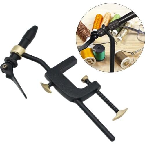 Rotary C-Clamp Fly Tying Vise DIY Matte Black Iron Tying Vise Flies Fly Hook Tool for Beginner Travellers