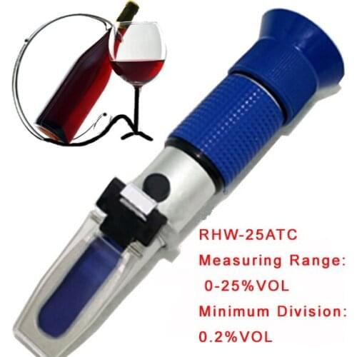 Hand held wine alcohol 0-25%vol refractometer brix 0-40% suger refractometer RHW-25Brix ATC(blue grip)
