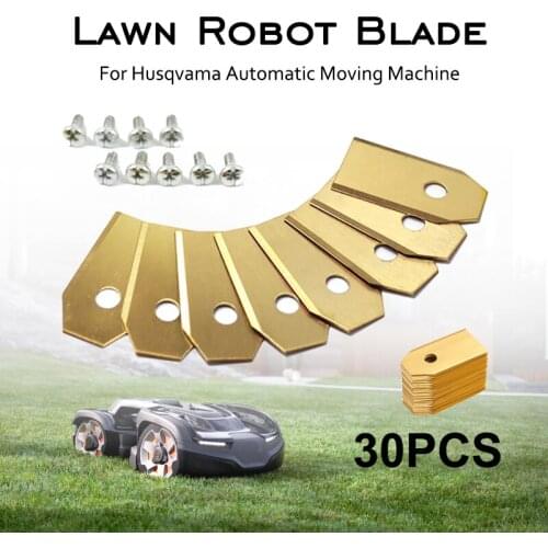 Lawn Mower Replacement Blade Stainless Steel Silver / Gold Titanium Electroplating Lawn Robot Blade 30 Pcs For Husqvama