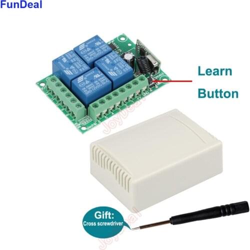 433Mhz Universal Wireless RF Remote Control Switch DC 12V 4 Channel RF Relay Receiver Module For Smart Home Led Light Lamp Bulb