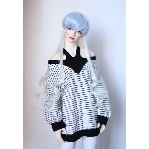 BJD Doll clothes suitable for 1-3 1-4 uncle hanging shoulder loose jacket shoulder striped sweater doll accessories