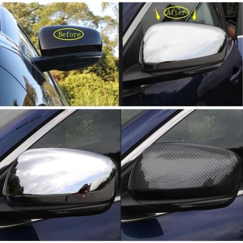 Yimaautotrims Chrome / Carbon Fiber Style Exterior Refit For Renault Kadjar 2016 - 2020 Mirror Rearview Decoration Cover Trim