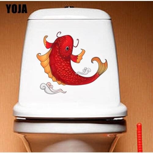 YOJA 23.6*20.6CM Funny Koi Fish Toilet Decal Wall Sticker Living Room Home Decoration T3-0760