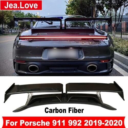 Real Carbon Fiber Techart Big Tail WingTrunk Wing Rear Spoiler Tail Decoration For Porsche 911 992 2019-2020 Car Styling