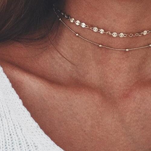 Sequins Choker 2021 Necklaces for Women Multilayer Chains Necklace Jewelry Accessories Wholesale Collares Collier