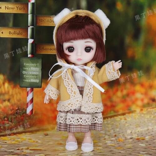 1pc 16cm BJD Doll Girl Princess Vinyl Doll Dress-up Doll Ball Jointed Doll