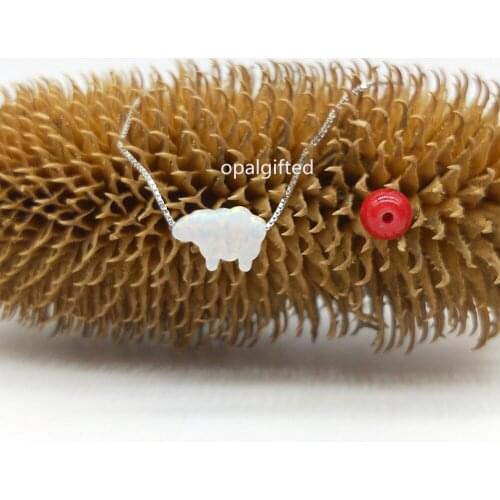 1pc/lot) High quality white op18 synthetic opal necklace sheep pendant with 925 silver necklaces jewelry for fashion gift