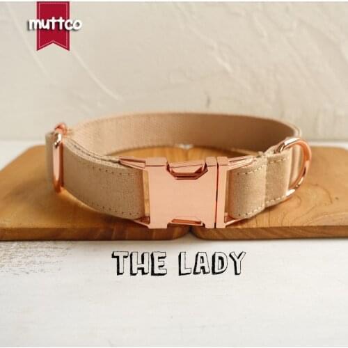 10pcs/lot MUTTCO wholesale dog collar THE LADY handmade light brown 5 sizes poly satin and nylon dog collar and leash UDC027M