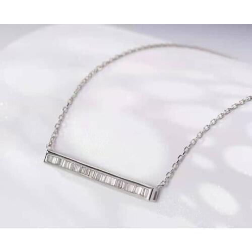 18K White Gold Real Natural Diamond Fine Jewelry Necklace Gifted for Women 18 Inch Link Chain Au750