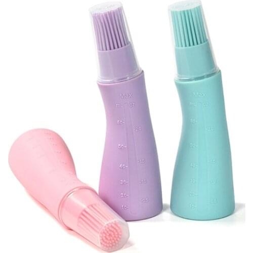 3 Pcs Silicone Barbecue Oil Bottle Brush with Protective Cover Heat Resistant Pastry Basting Brush Baking Tools BBQ