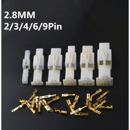 5set/lot 2.8mm 2/3/4/6/9 Pin Automotive 2.8 Electrical Wire Connector Male Female Cable Terminal Plug Kits Motorcycle Ebike Car