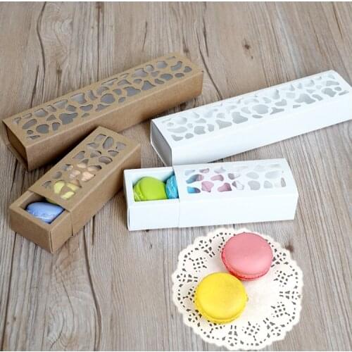 50pcs white Hollow Macarons Box Cookie Package Baking Small Cake Box for Chocolate Muffin Biscuits Luxury Wedding Party Decor