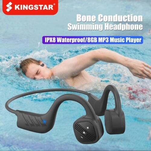 KINGSTAR Bone Conduction Swimming Headphone Bluetooth Wireless Earphone IPX8 Waterproof Music Player Diving Sport Headset