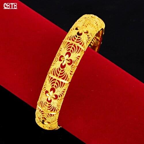 Womens 24k Gold Bracelet Gold Dubai Ethiopia Africa Bridal Bracelet Arab Noble Jewelry Bracelet Luxury Accessories Gift