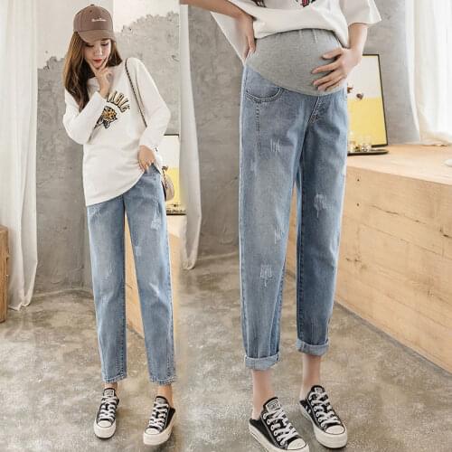 Pregnancy Abdominal Pants Boyfriend Jeans Maternity Pants For Pregnant Women Clothes High Waist Trousers Loose Denim Clothes